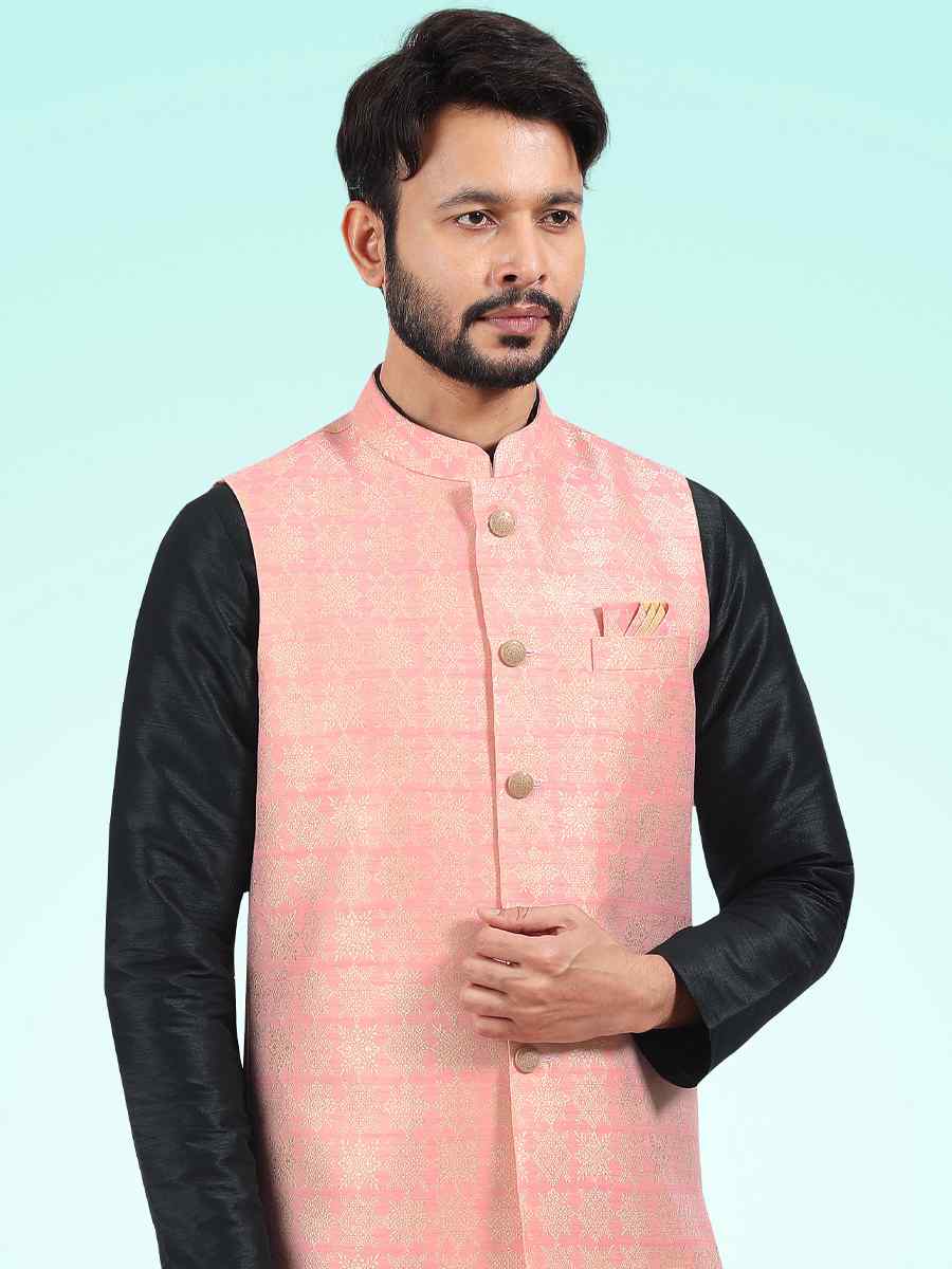 Black Art Banarasi Silk Woven Festival Party Kurta