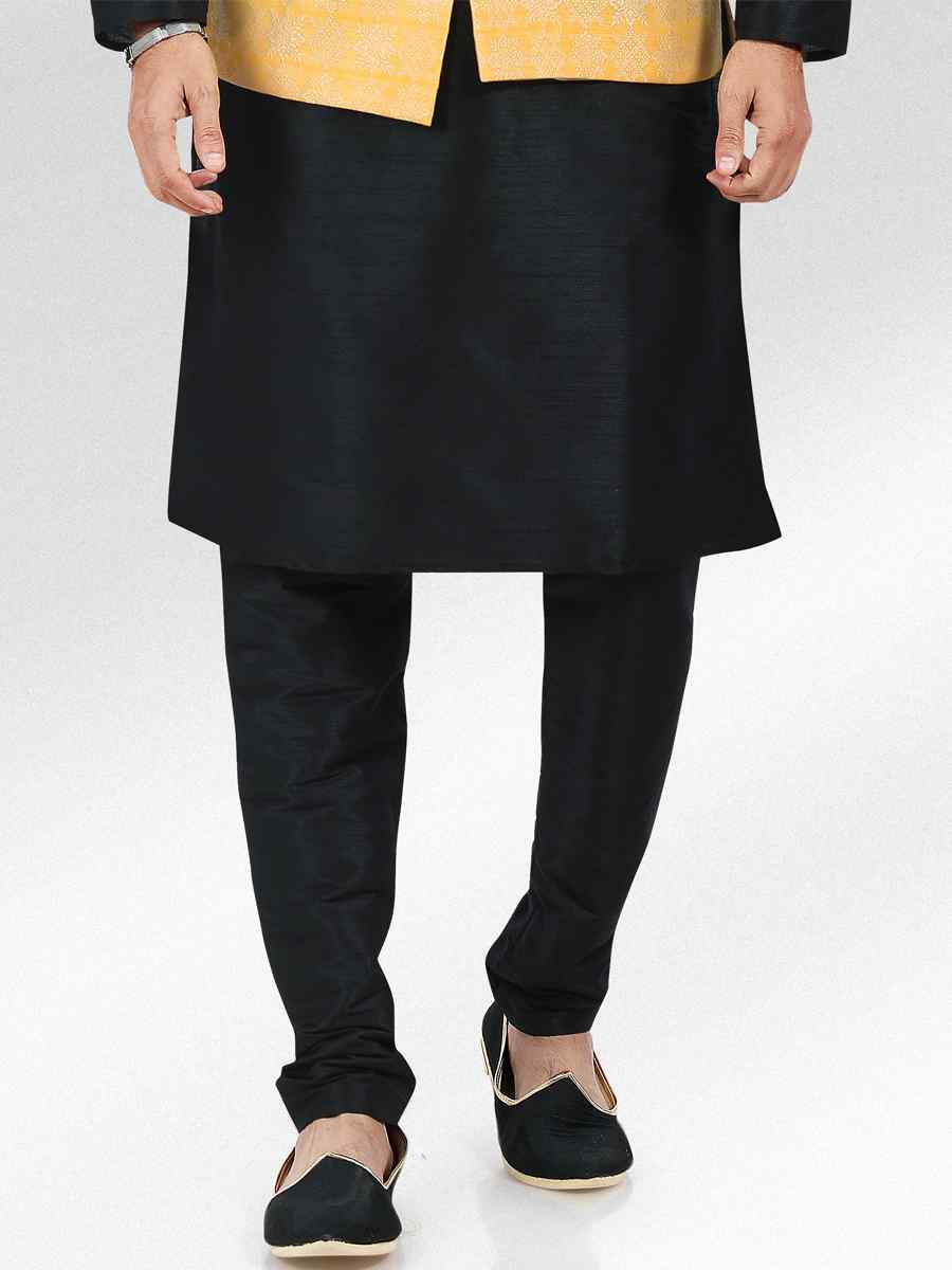 Black Art Banarasi Silk Woven Festival Party Kurta
