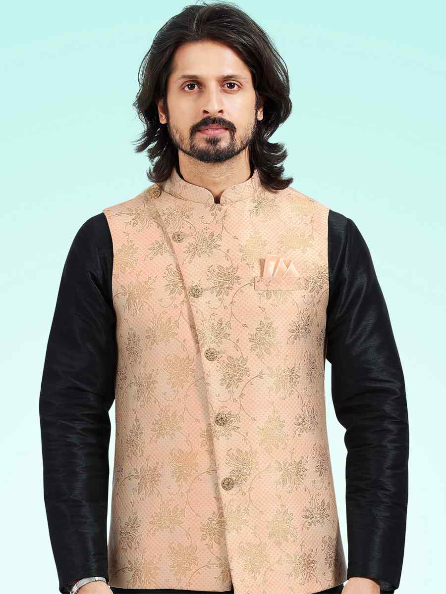 Black Art Banarasi Silk Woven Festival Party Kurta