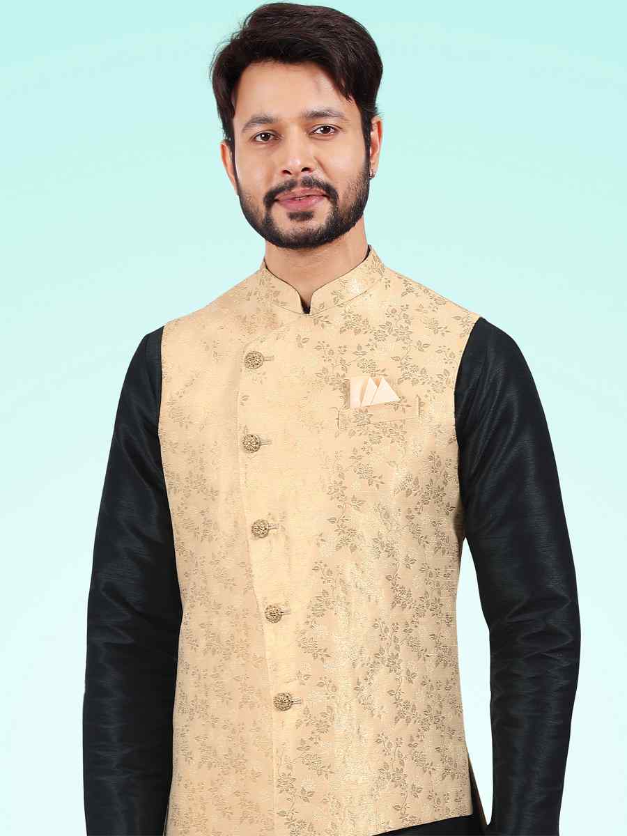 Black Art Banarasi Silk Woven Festival Party Kurta