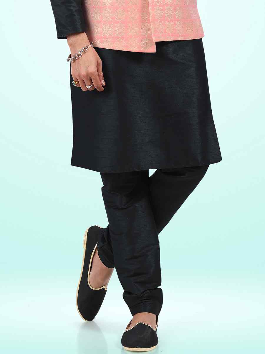 Black Art Banarasi Silk Woven Festival Party Kurta