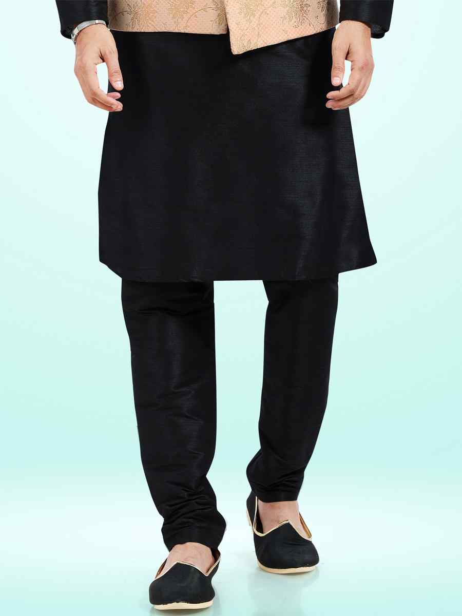 Black Art Banarasi Silk Woven Festival Party Kurta