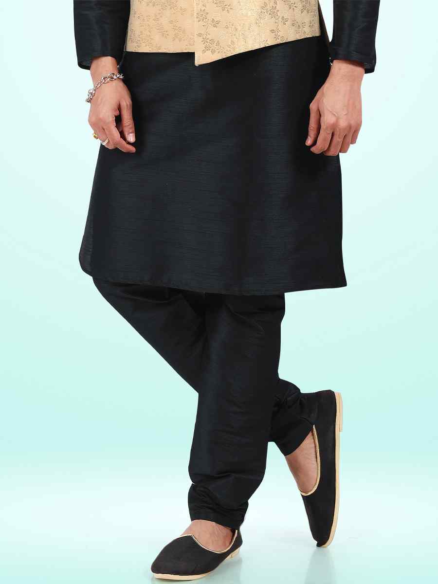 Black Art Banarasi Silk Woven Festival Party Kurta