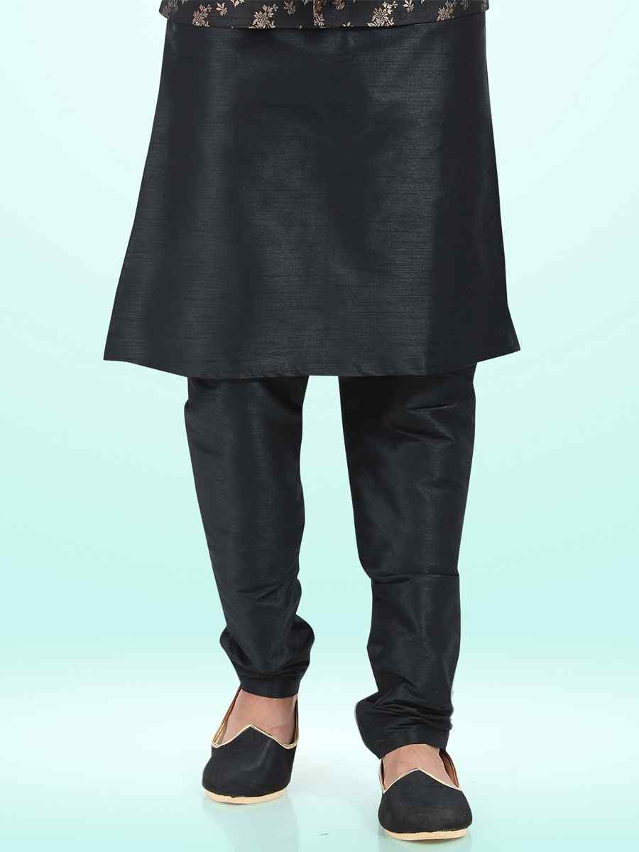 Black Art Banarasi Silk Woven Festival Party Kurta