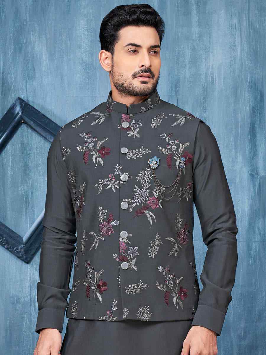 Black Art Banarasi Silk Woven Festival Wedding Kurta