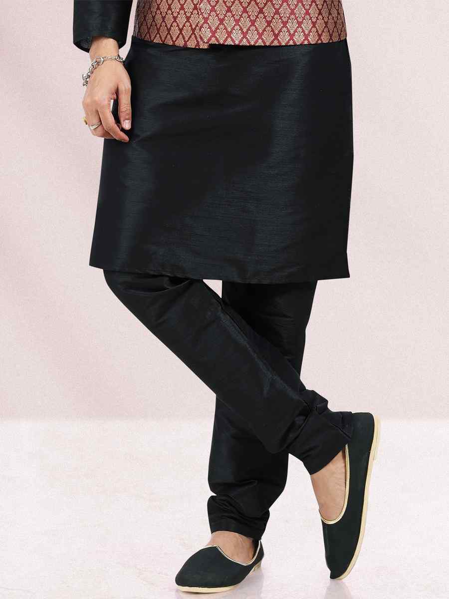 Black Art Banarasi Silk Woven Festival Wedding Kurta