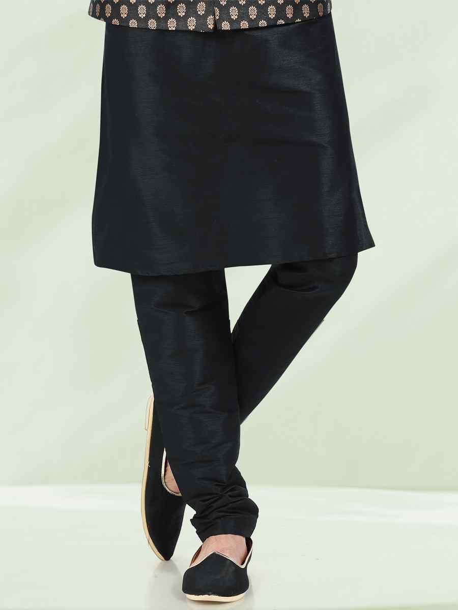 Black Art Banarasi Silk Woven Festival Wedding Kurta