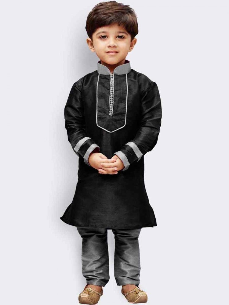Black Art Dupion Zardosi Festival Kurta Pyjama Boys Wear