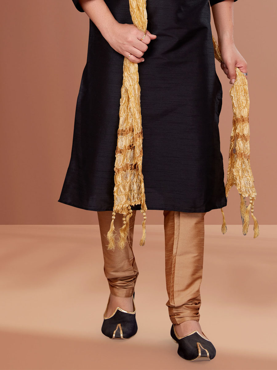 Black Banarasi Dhupion Woven Festival Kurta