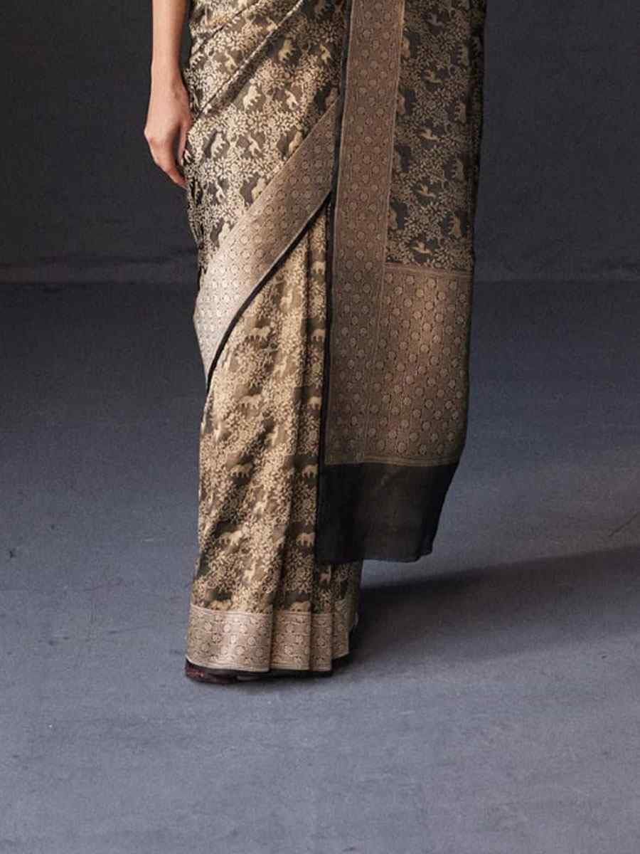 Black Banarasi Silk Handwoven Festival Wedding Fancy Heavy Border Saree