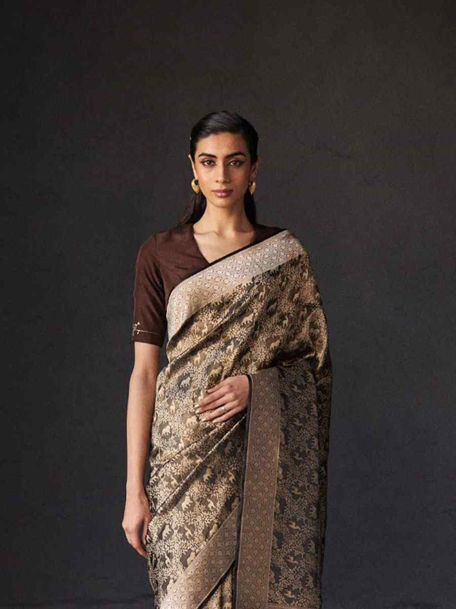 Black Banarasi Silk Handwoven Festival Wedding Fancy Heavy Border Saree