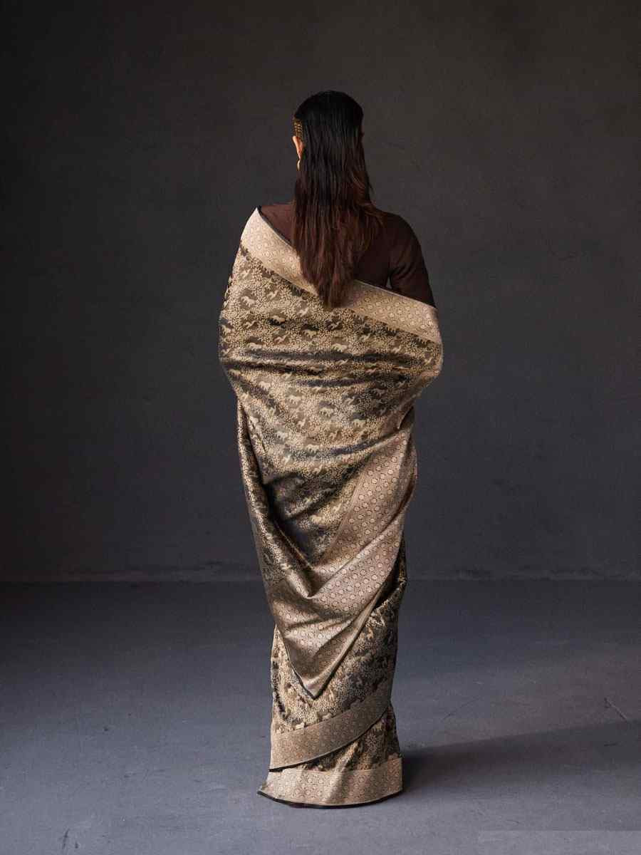 Black Banarasi Silk Handwoven Festival Wedding Fancy Heavy Border Saree