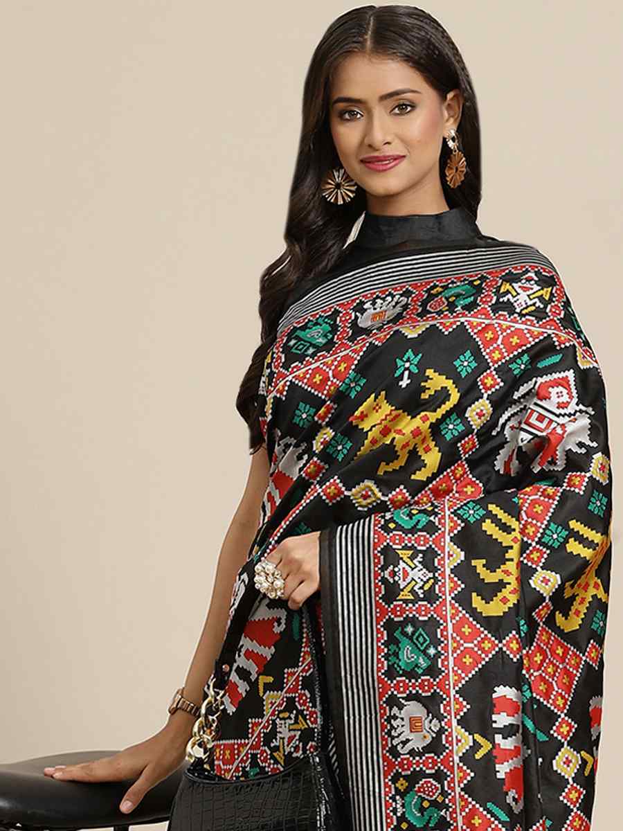 Black Banarasi Silk Handwoven Party Festival Classic Style Saree