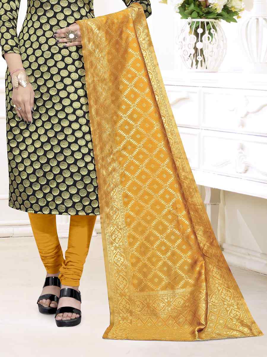 Black Banarasi Silk Handwoven Wedding Festival Churidar Salwar Kameez