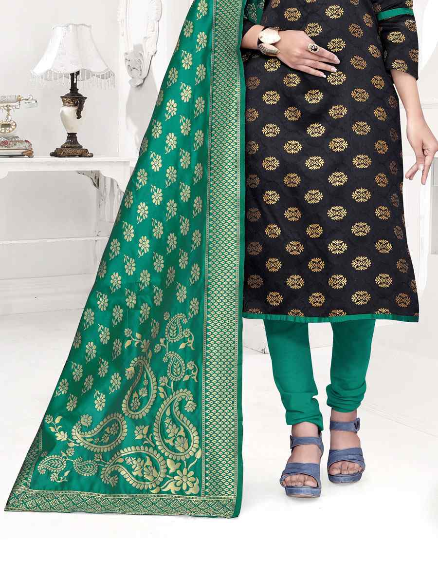 Black Banarasi Silk Handwoven Wedding Festival Churidar Salwar Kameez