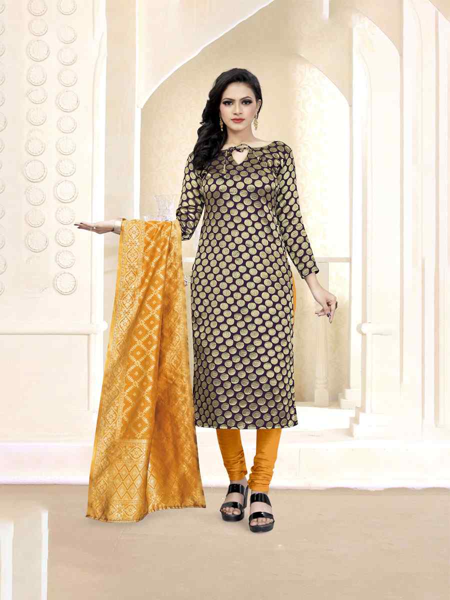 Black Banarasi Silk Handwoven Wedding Festival Churidar Salwar Kameez