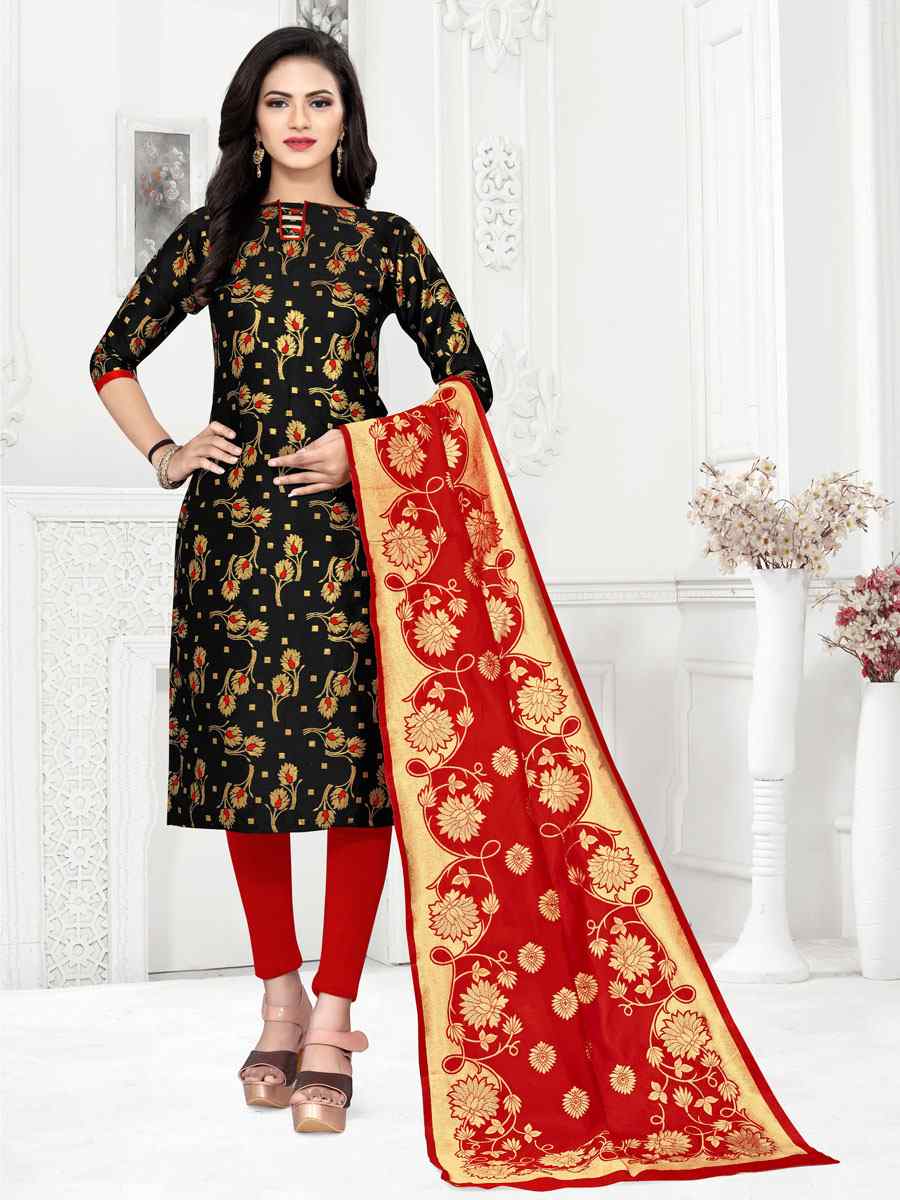 Black Banarasi Silk Handwoven Wedding Festival Pant Salwar Kameez