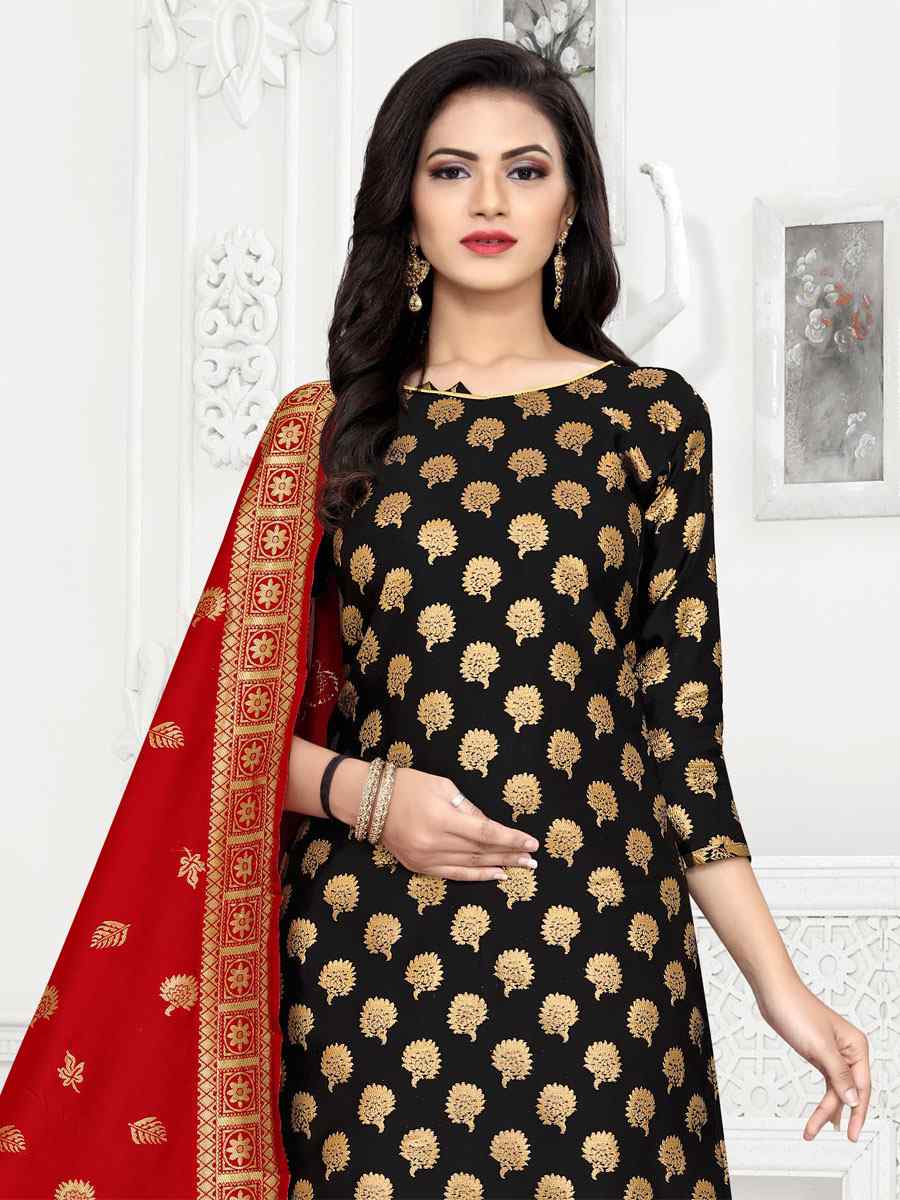 Black Banarasi Silk Handwoven Wedding Festival Pant Salwar Kameez