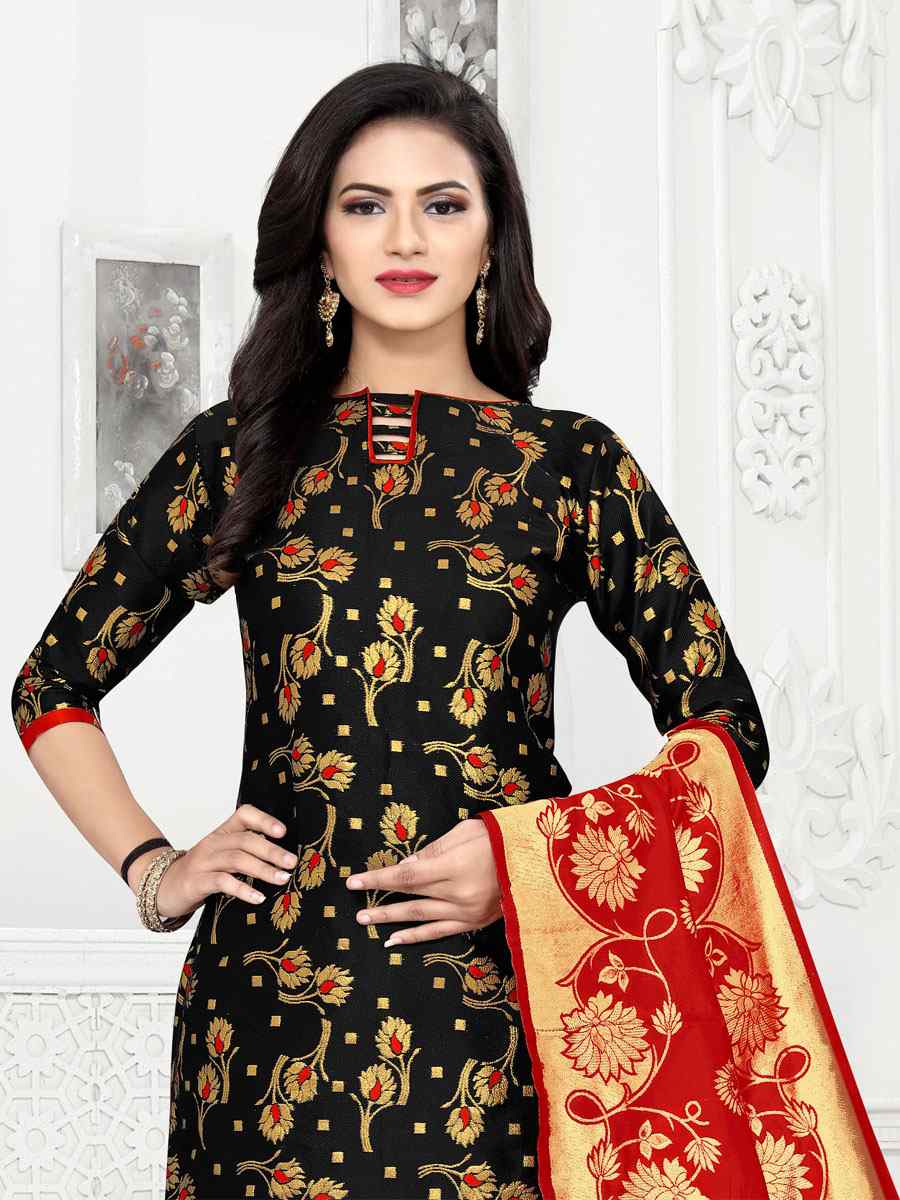Black Banarasi Silk Handwoven Wedding Festival Pant Salwar Kameez