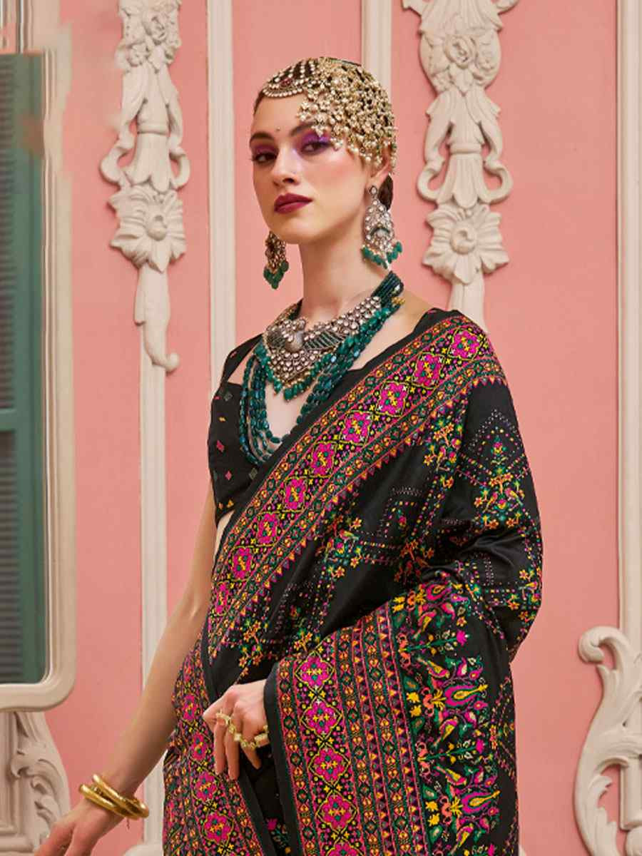 Black Banarasi Silk Zari Handwoven Casual Reception Festival Wedding Fancy Classic Style Sarees