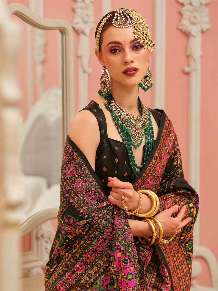 Black Banarasi Silk Zari Handwoven Casual Reception Festival Wedding Fancy Classic Style Sarees