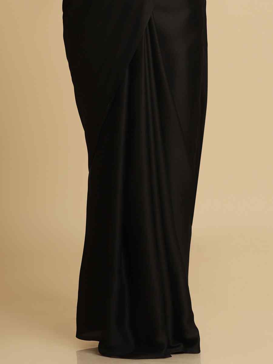 Black Burfi Silk Sequins Casual Festival Classic Style Saree