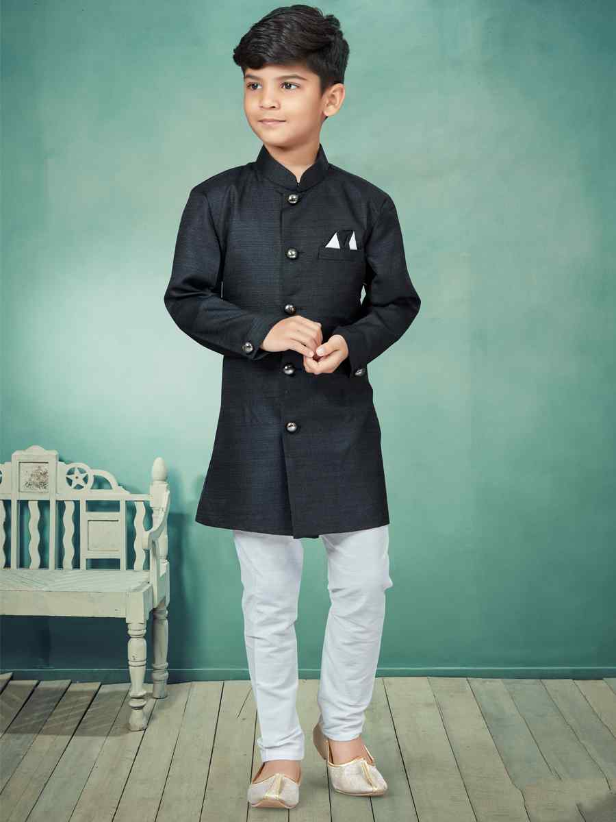 Black Champion Silk Embroidered Party Festival Kurta Pyjama Boys Wear