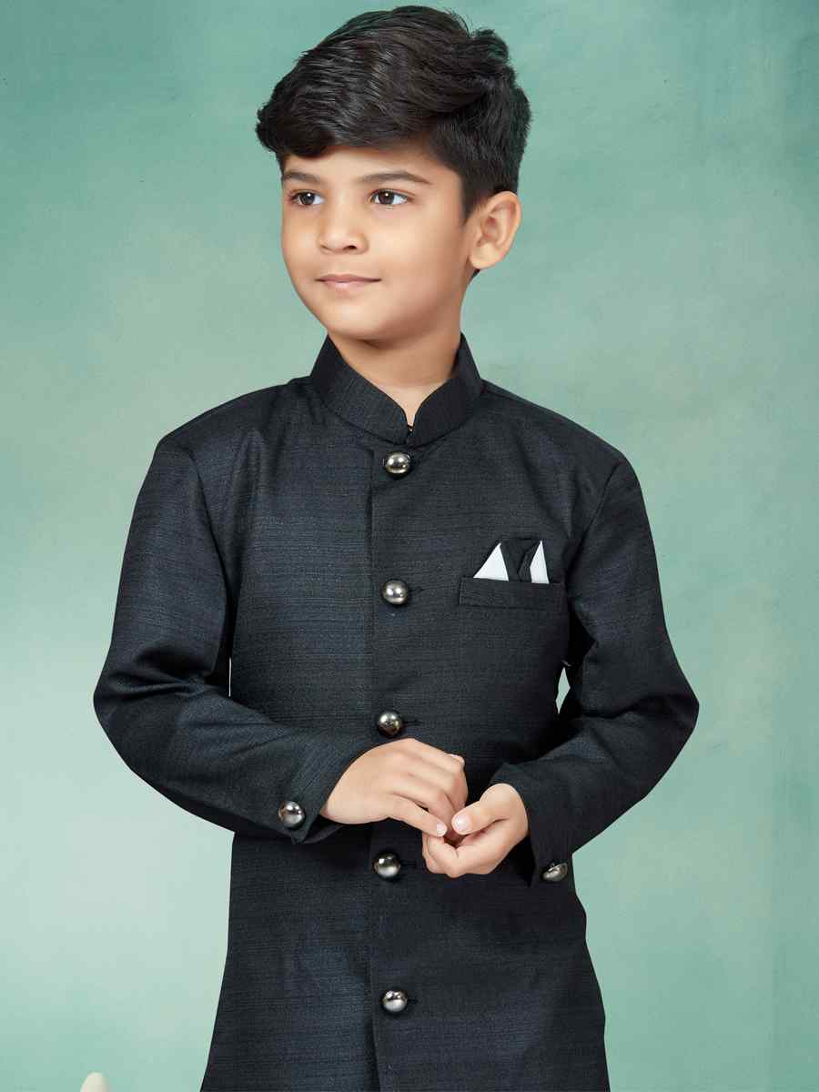 Black Champion Silk Embroidered Party Festival Kurta Pyjama Boys Wear