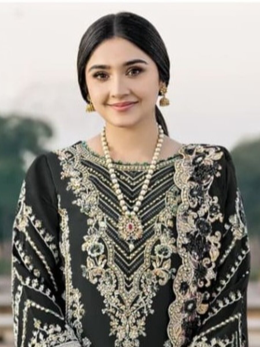 Black Chiffon Embroidery Zari Sequins Wedding Party Festival Casual Palazzo Pant Salwar Kameez
