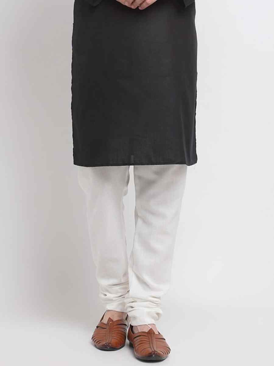 Black Cotton Blend Plain Festival Casual Kurta