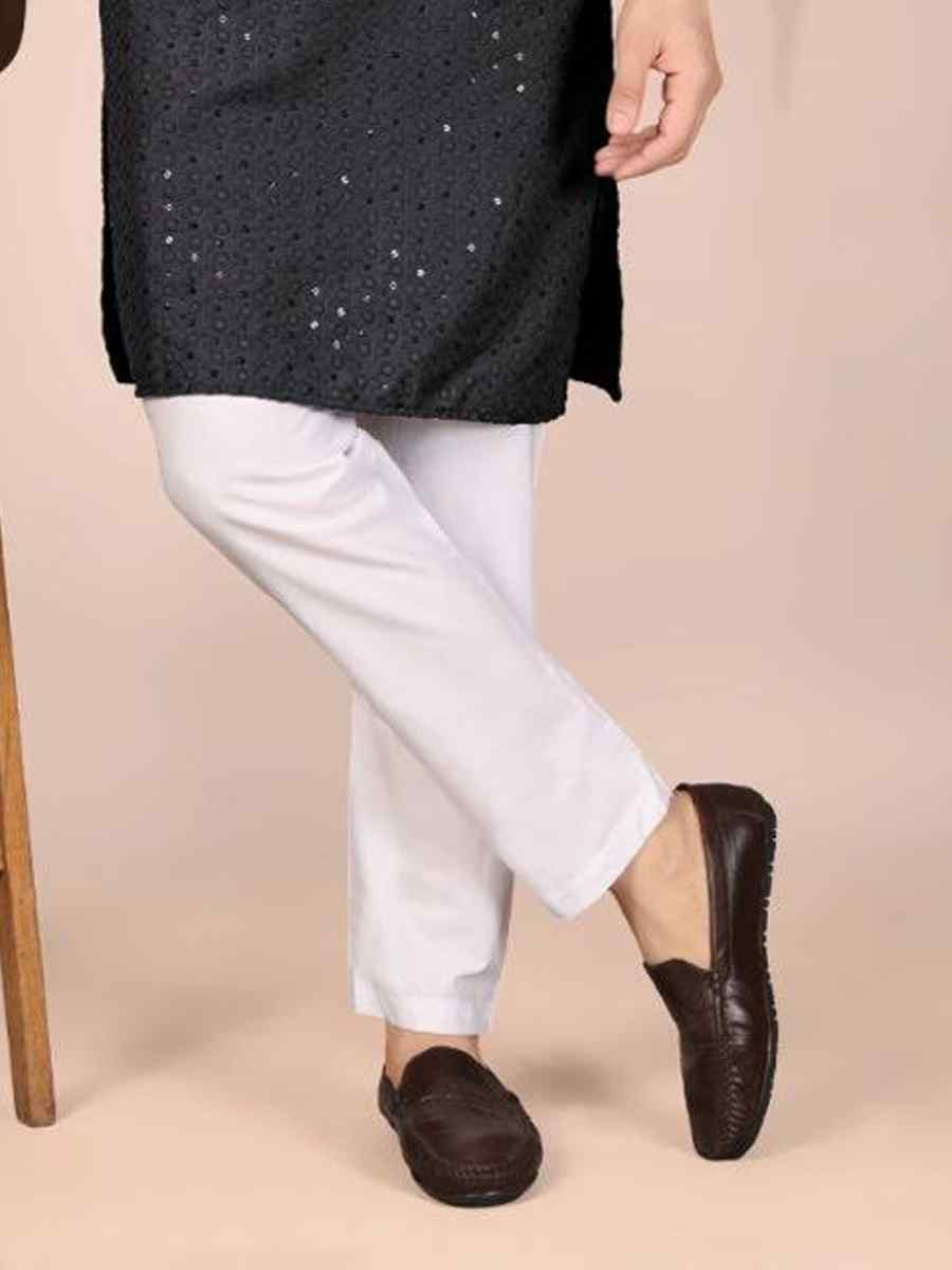 Black Cotton Embroidery Festival Wedding Party Mens Kurta