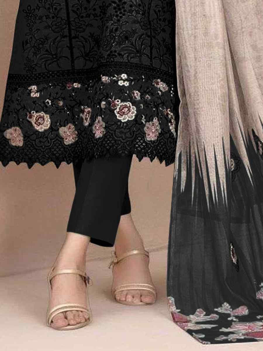 Black Cotton Embroidery Party Wedding Festival Casual Pant Salwar Kameez