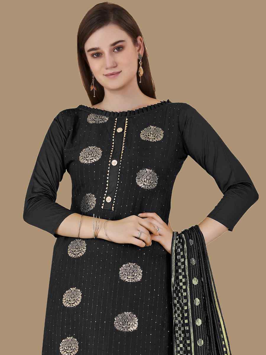 Black Cotton Jacquard Handwoven Casual Festival Pant Salwar Kameez