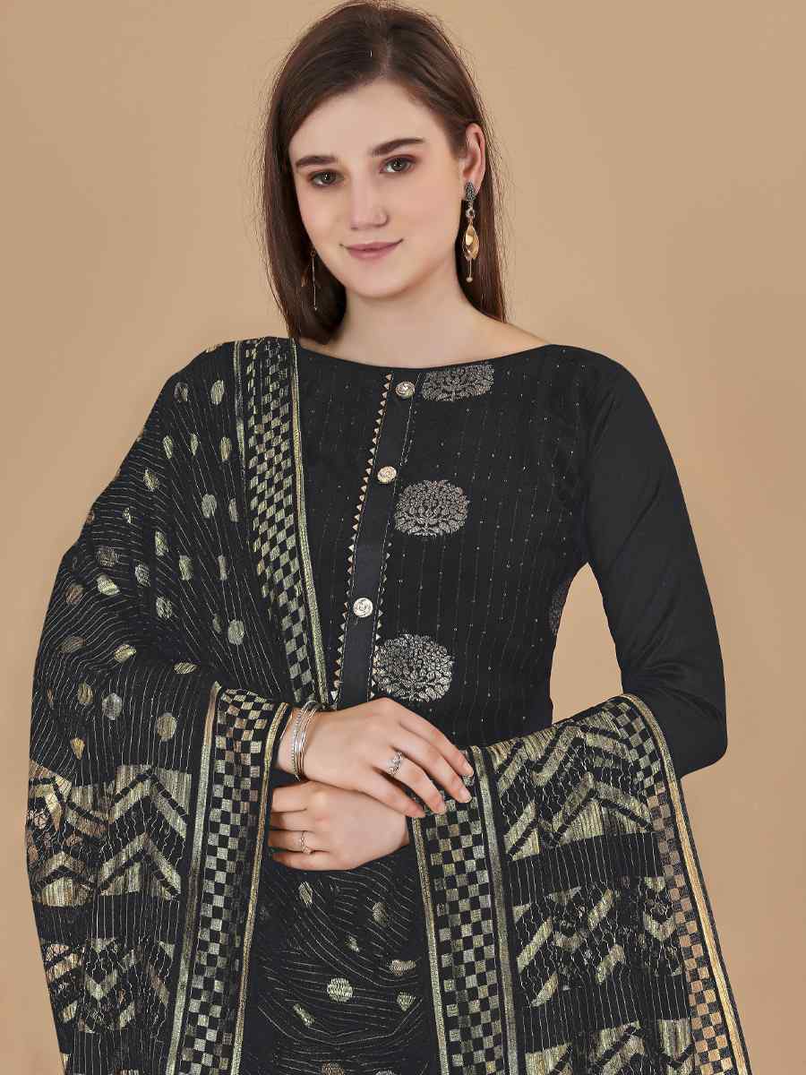 Black Cotton Jacquard Handwoven Casual Festival Pant Salwar Kameez