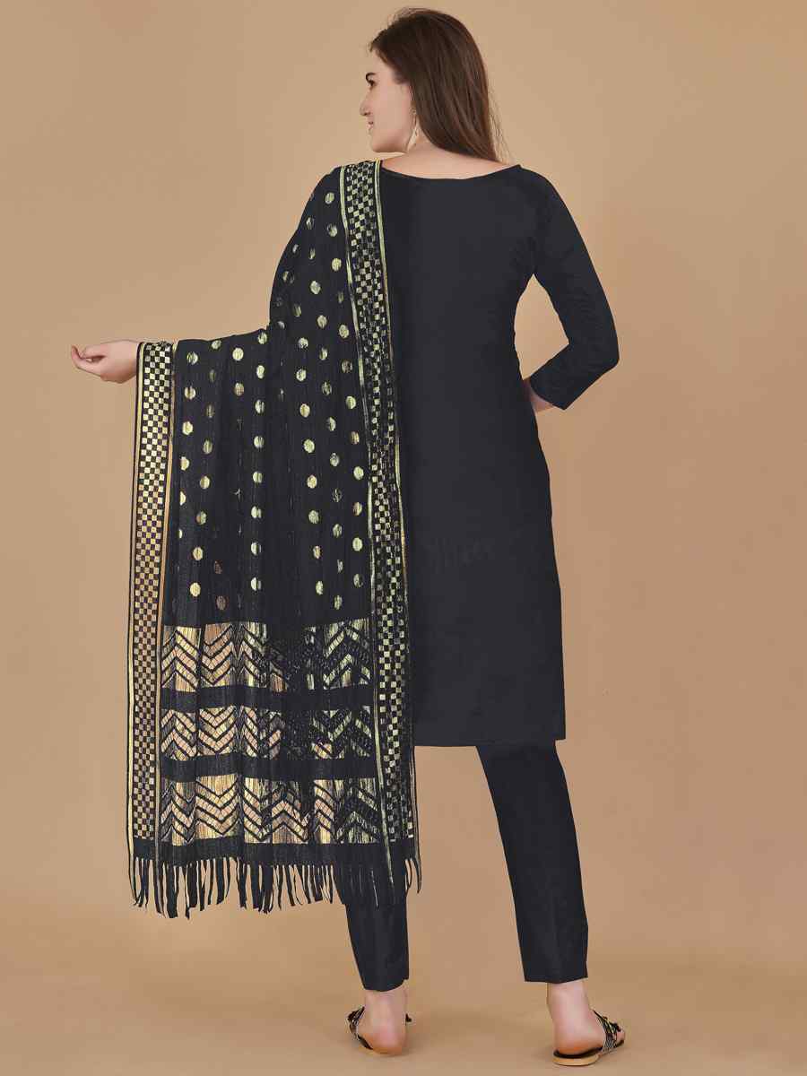 Black Cotton Jacquard Handwoven Casual Festival Pant Salwar Kameez