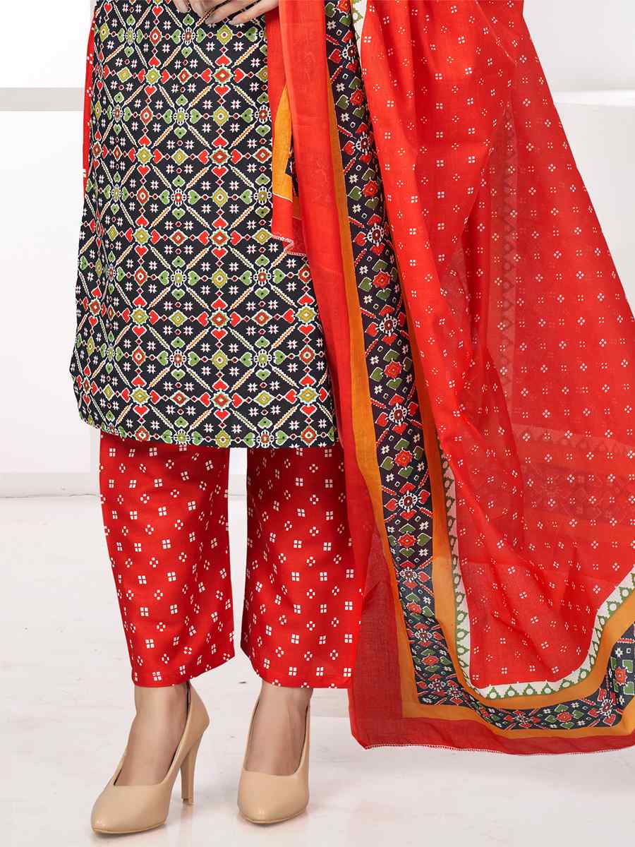 Black Cotton Printed Festival Casual Pant Salwar Kameez