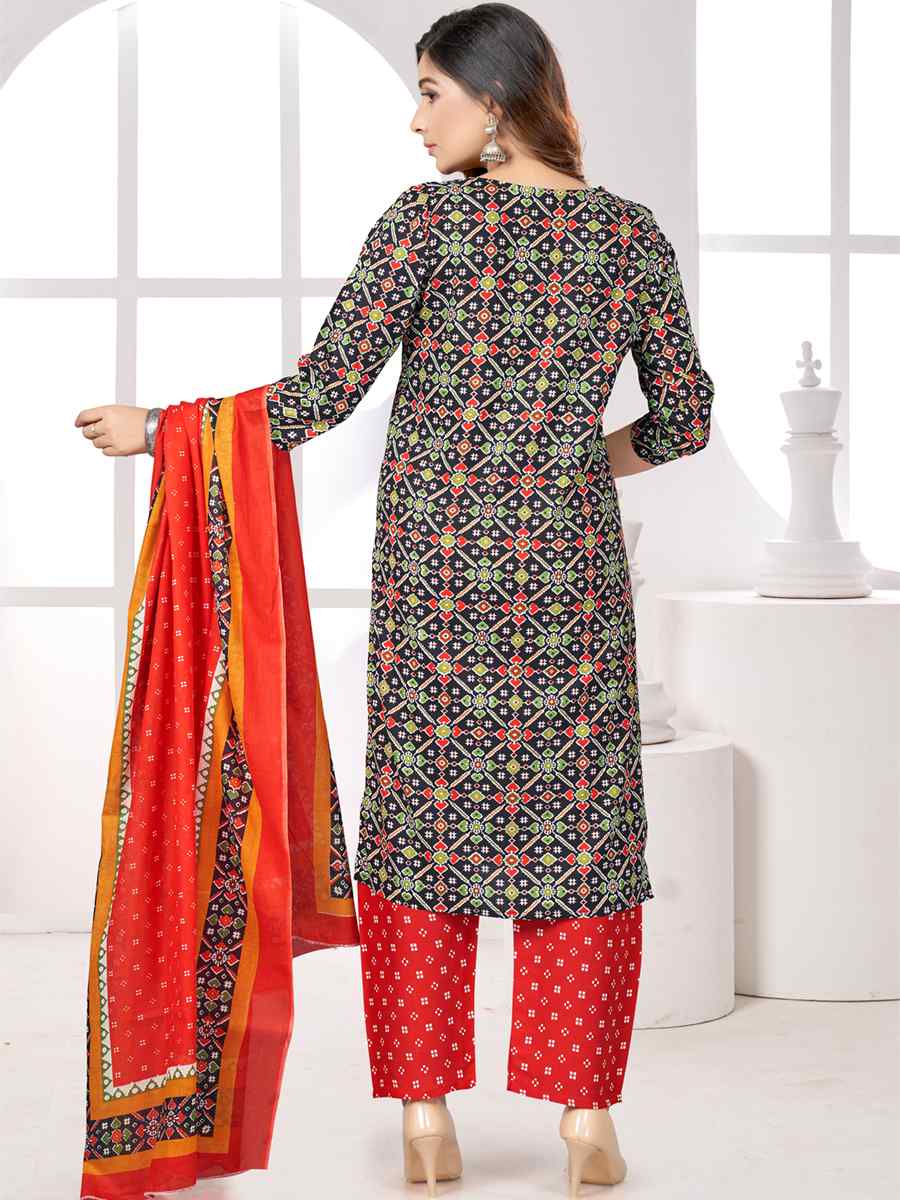 Black Cotton Printed Festival Casual Pant Salwar Kameez