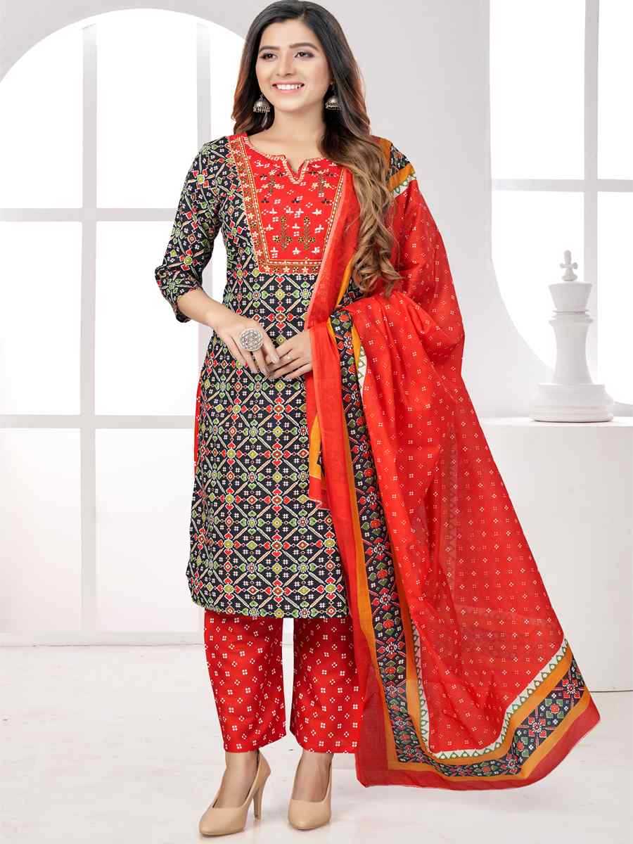 Black Cotton Printed Festival Casual Pant Salwar Kameez