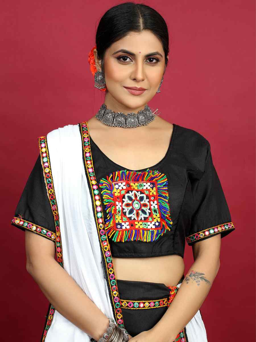 Black Cotton Printed Mehendi Festival Traditional Lehenga Choli
