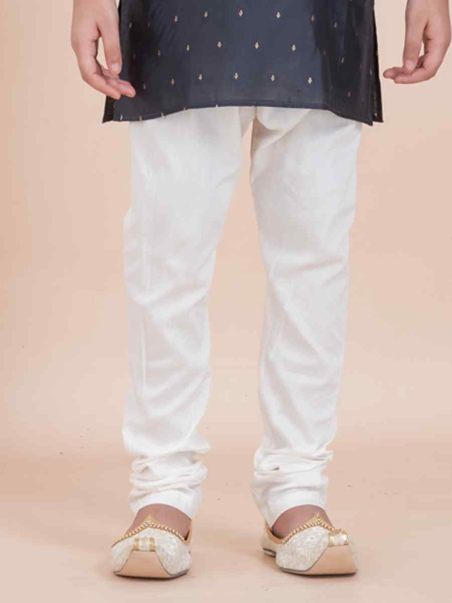 Black Cotton Self Jacquard Embroidered Festival Traditional Kurta Pyjama Boys Wear