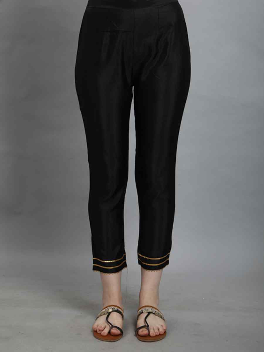 Black Cotton Silk Jacquard Handwoven Party Wedding Festival Casual Ready Pant Salwar Kameez