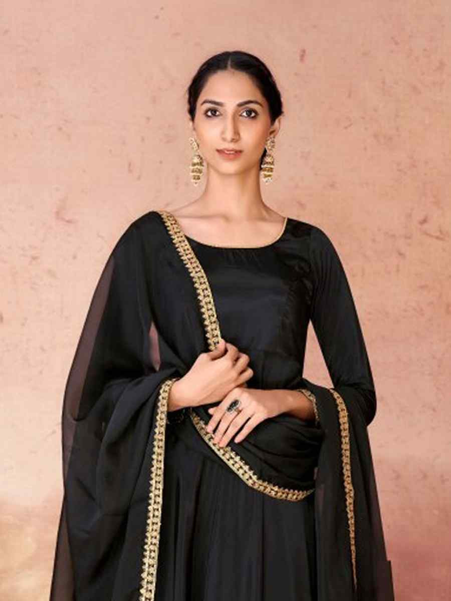 Black Crepe Embroidered Festival Mehendi Ready Anarkali Salwar Kameez