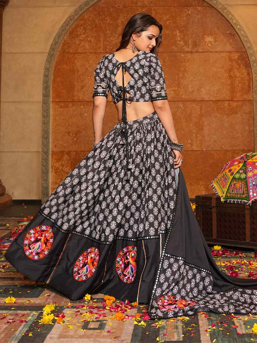Black Crepe Embroidered Festival Traditional Lehenga Choli