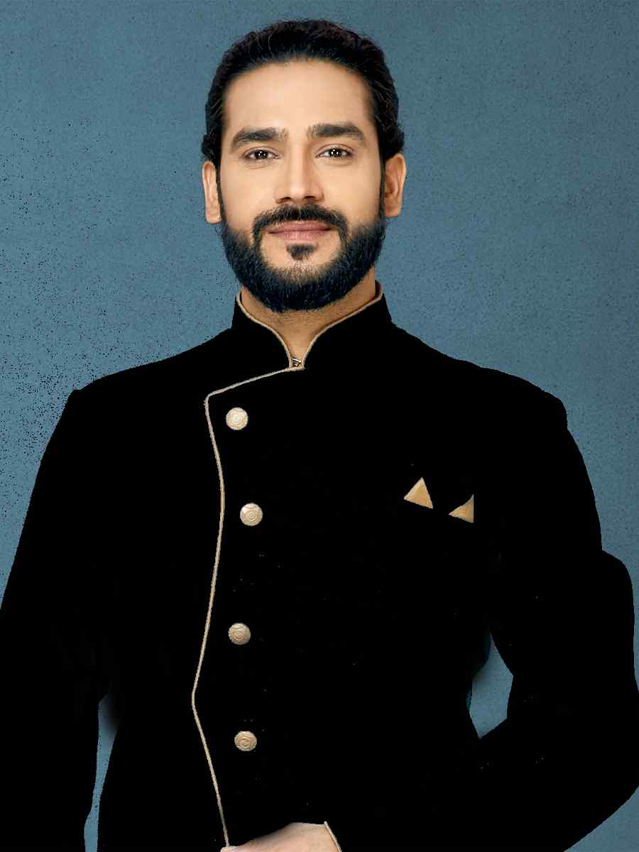 Black Dhupion Art Silk Woven Festival Wedding Sherwani