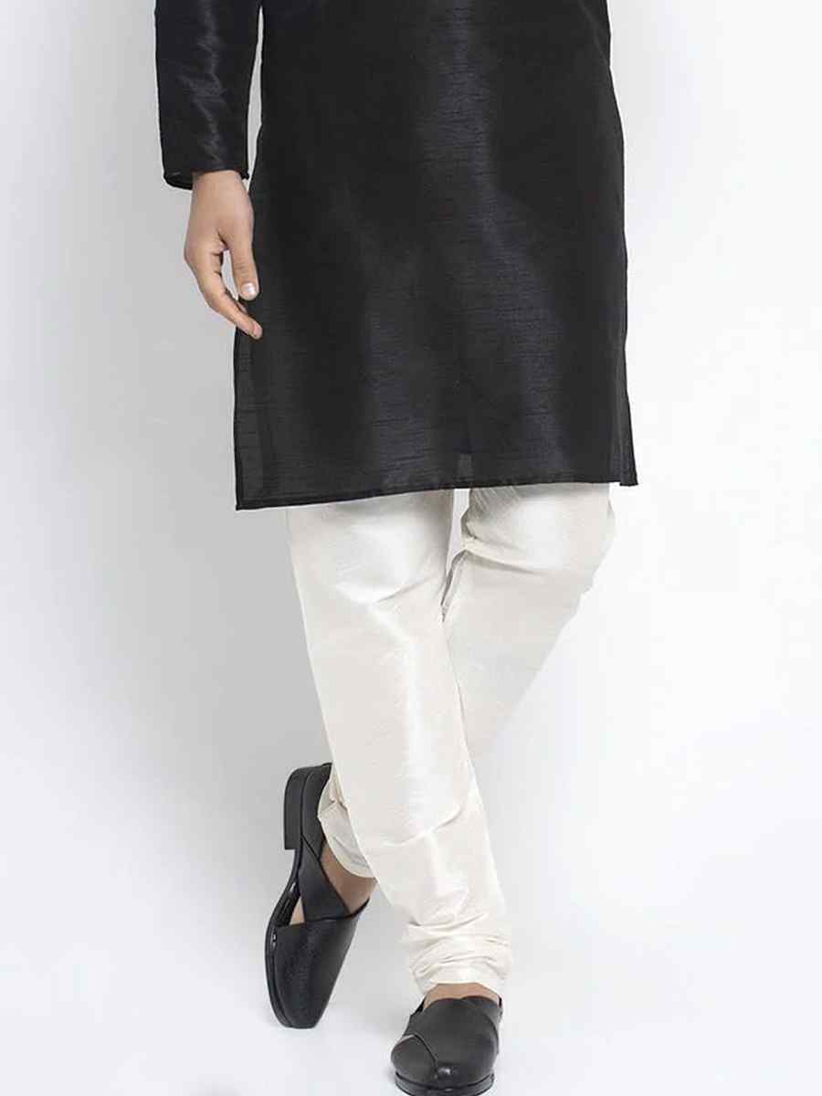 Black Dhupion Silk Plain Festival Kurta
