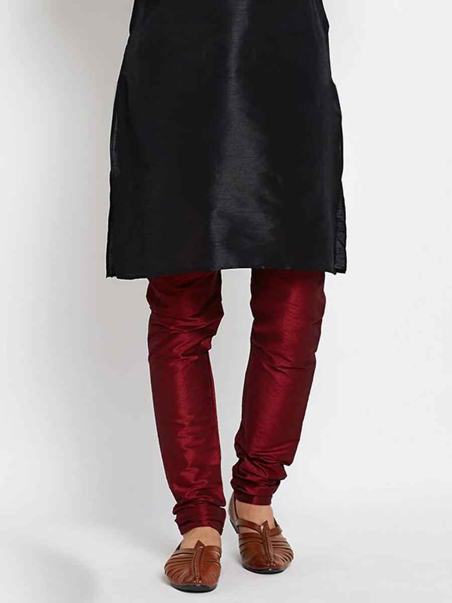 Black Dhupion Silk Plain Festival Kurta