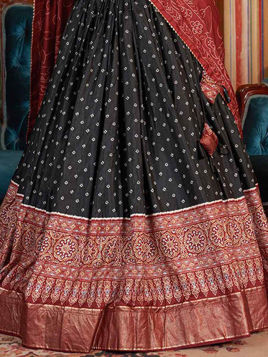 Black Dola Silk Embroidered Festival Mehendi Traditional Lehenga Choli