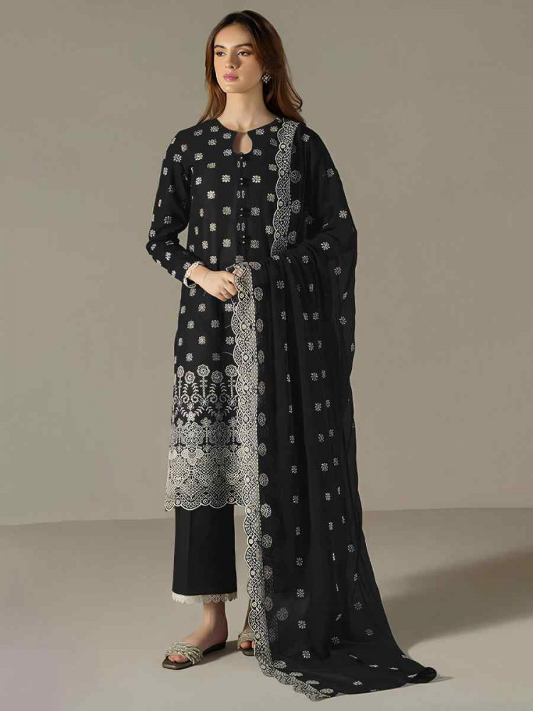 Black Faux Georgette Embroidered Festival Wedding Pant Salwar Kameez