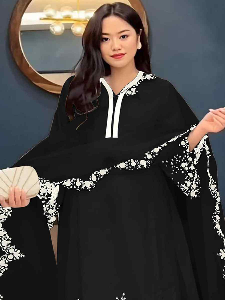 Black Faux Georgette Embroidered Party Casual Ready Palazzo Pant Salwar Kameez