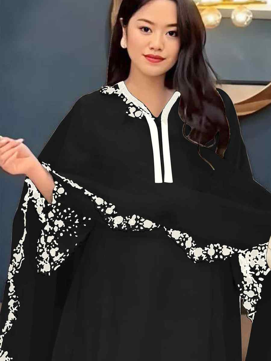 Black Faux Georgette Embroidered Party Casual Ready Palazzo Pant Salwar Kameez